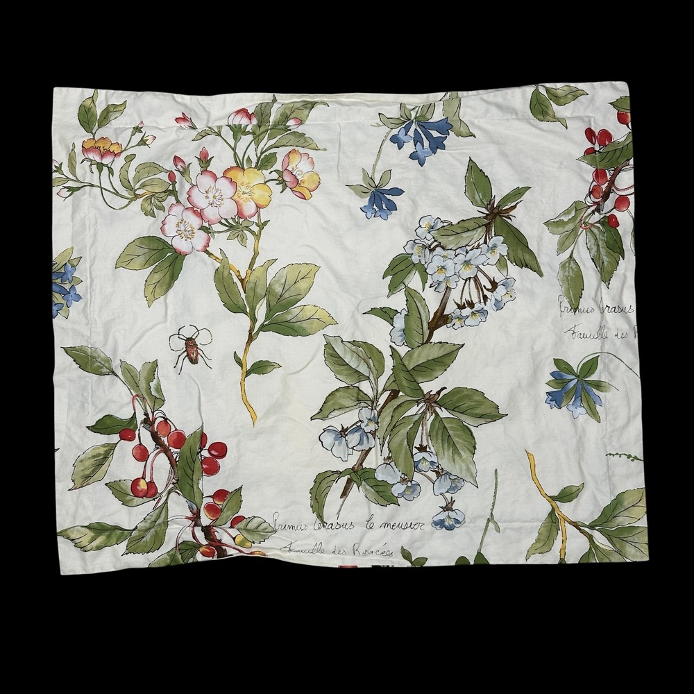 Pottery Barn Botanical Organic Cotton Standard Pillow Sham Cherry Blossom Ivory